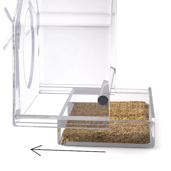 Sugekop Trekantet Husformet Transparent Fuglefoder - Vinduesfuglebur