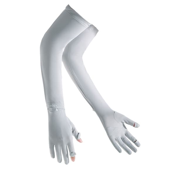 UV-beskyttende ærmer – solbeskyttelse og køling til udendørs brug, ice-silk nylon+elastan, touchscreen-kompatible, skridsikre, tynd pasform Grey Grey