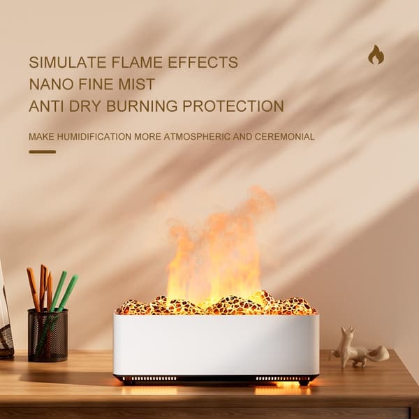 Dual Color Flame Aroma Diffuser Luftfuktare - Skapa en avkopplande atmosfär White White