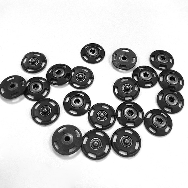 Gennemsigtige trykknapper - 25 mm, 10 stk. Sort
