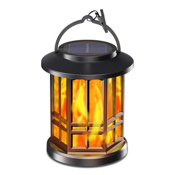Udendørs solcellelampe med klips - Flakkende LED-havelampe, solcelle drevet