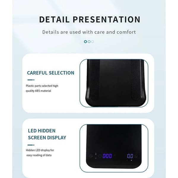 Mini Digital Kaffevåg kompatibelt med Timer PR1/PR2 USB-C Uppladdningsbar Högprecision LED Display Svart