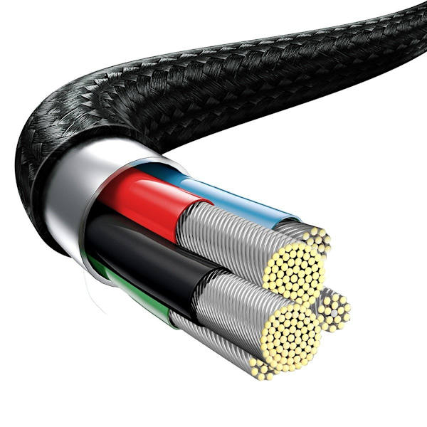 Baseus Rapid Series 3-i-1 kabel USB-C För M+L+T 20W 1,5m Svart