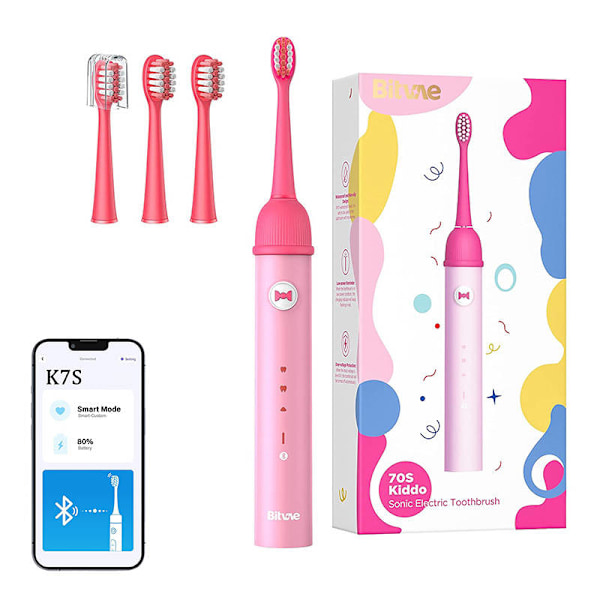Sonic tandborste för barn med app och spetssats Bitvae K7S (rosa)