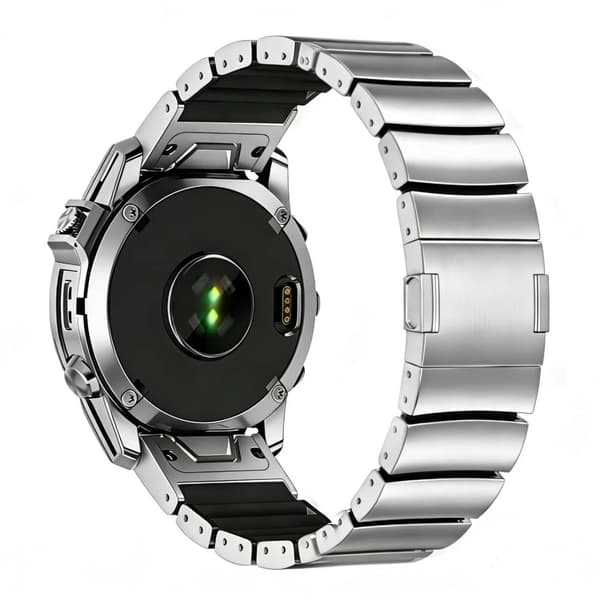 Rustfri stålrem 26mm kompatibel med Garmin Fenix, Enduro, Instinct - magnetisk lås, quick-release, 23cm længde, 2.6cm bred Silver + Black Silver + Black