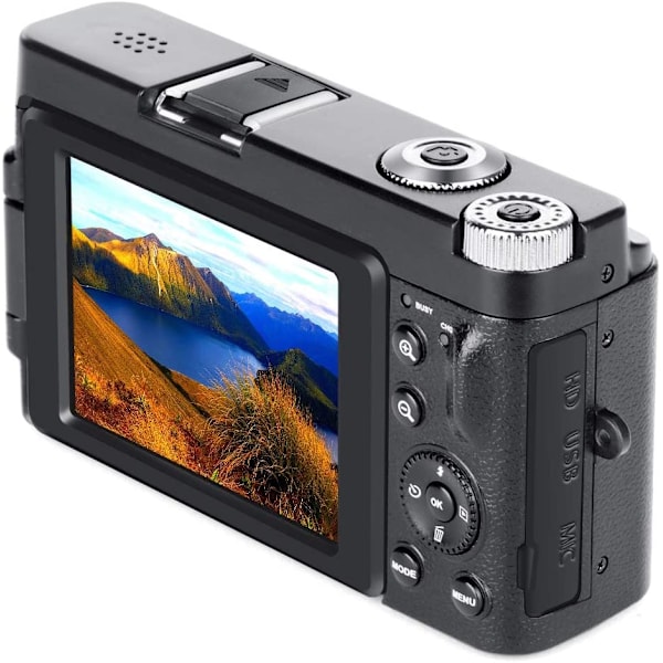 INF Digitalkamera 4K 48MP 3,0 tum IPS-skärm fast fokus Svart