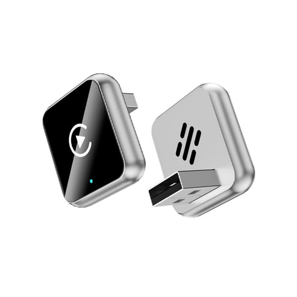 Smart CarPlay Android Auto 2-i-1 Trådlös Adapter - Metall & Glas Design kompatibelt med Bilar som stöder trådbunden CarPlay Silver Silver