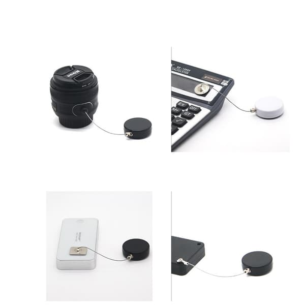 Infällbar kabelrulle (Svart, 1m, Låsspänne, Bågformad hatt) - 2-pack