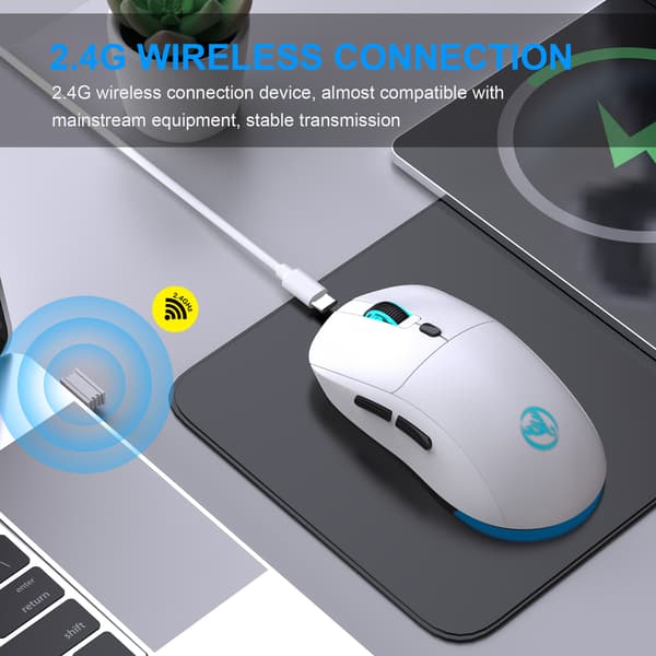 Trådløs mus - Genopladelig 2.4G White White