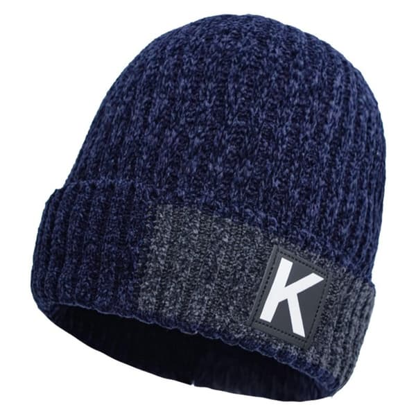 Vintermössa för män med tjockt fleecefoder och öronlappar i chenille - Varm mössa för kallt väder Dark Blue Dark Blue