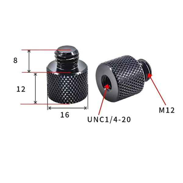 Jalustan kierreadapteri M12 - 1/4" uros - 5 kpl M12