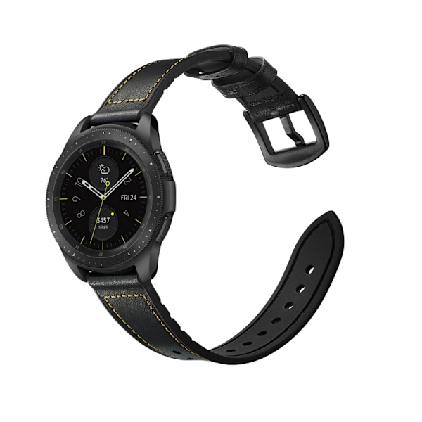 Silikone- og læderrem til Galaxy Watch 3/5 Sort 22 mm
