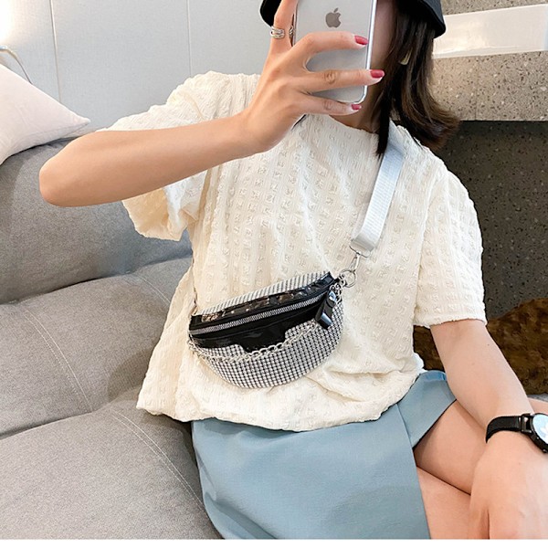 PU-nahkainen crossbody-rintakassi naisille Musta