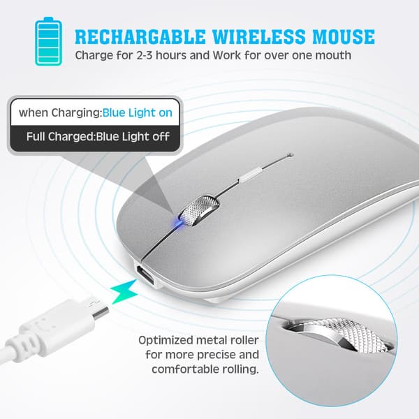 Langaton Bluetooth Dual Mode -hiiri monilaitteiseen käyttöön Silver Silver