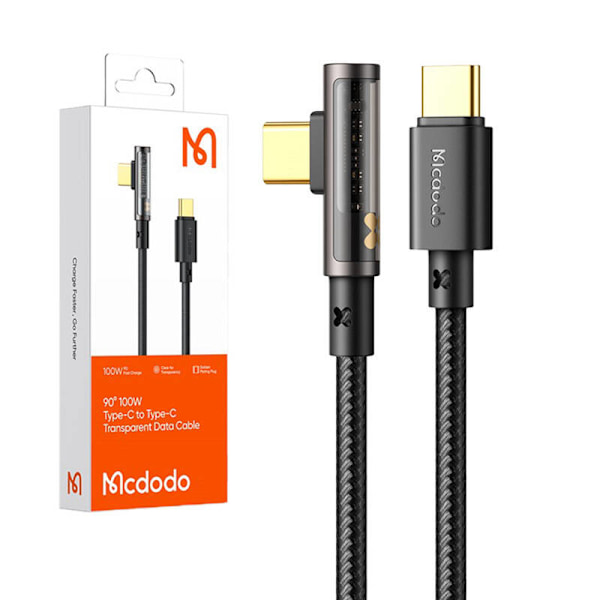 USB till USB-C Prism 90 graders kabel Mcdodo CA-3401, 100W, 1,8m (svart)