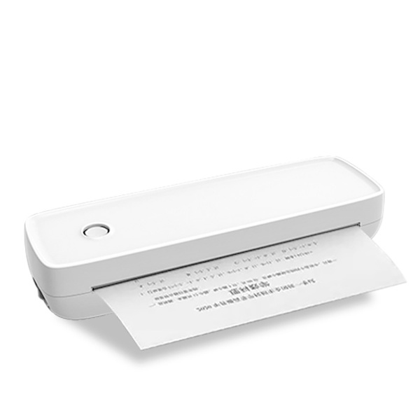 Mini Bærbar A4 Termisk Printer - 200DPI, Trådløs Bluetooth Forbindelse, Kompatibel med Windows, Mac, iOS og Android White White