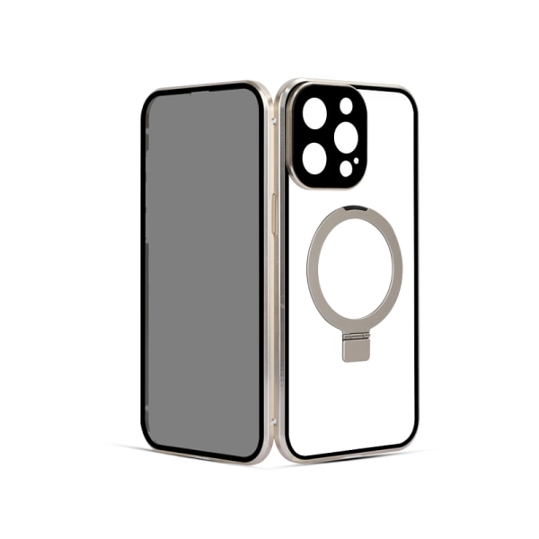 Privacy Magnetic Case med Stander til iPhone iPhone 15 Pro Champagne