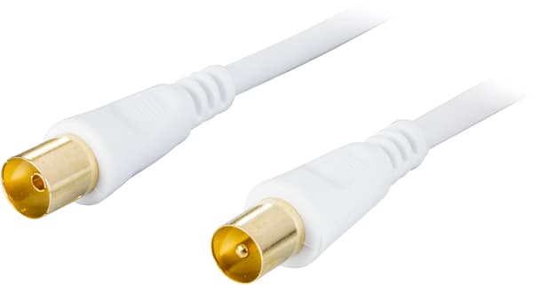 Antenna cable, 75 Ohm, gold-plated contacts, 7m, white