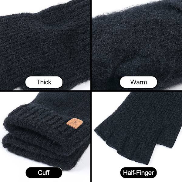 Halvfingerhandskar Black Black