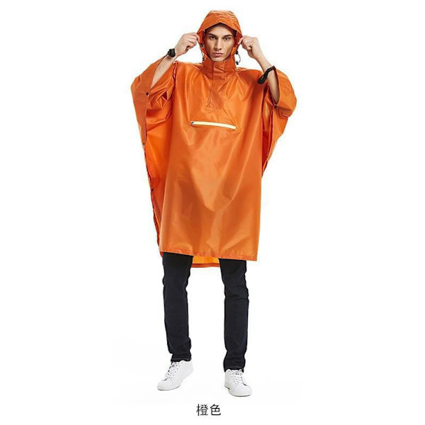 Vandtæt regnponcho - sort polyester PU Orange