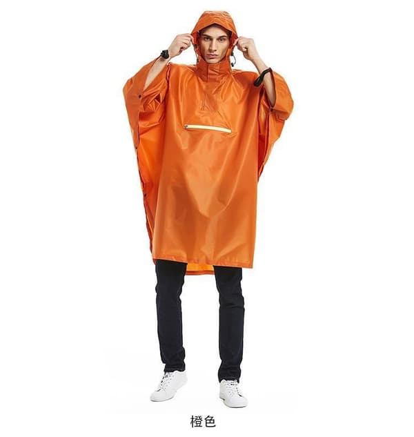 Vandtæt regnponcho - sort polyester PU Orange Orange