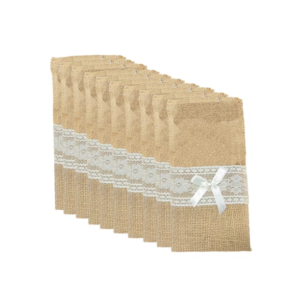 10-pack Bestickhållare i Jute – Juldekoration