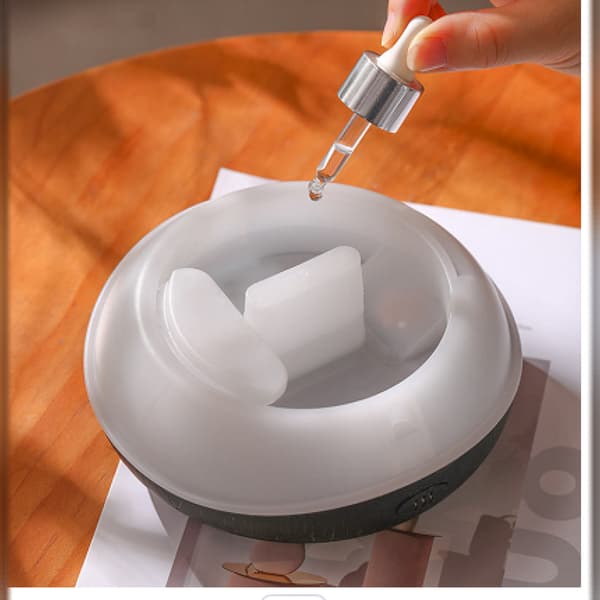 Aromadiffuser och luftfuktare med regnbågssprickeffekt, sjufärgad nattbelysning och tyst drift White White