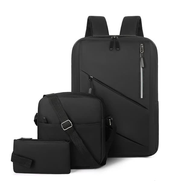 Business Commute 3-Piece Backpack Set , Lightweight Black Black
