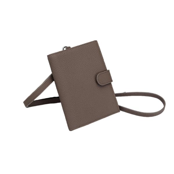 Halsväska i läder med passfack och RFID-blockering Khaki Khaki