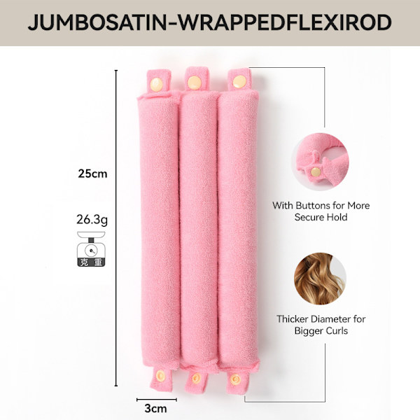 Band för Värmefria Lockar, 3-pack Rosa
