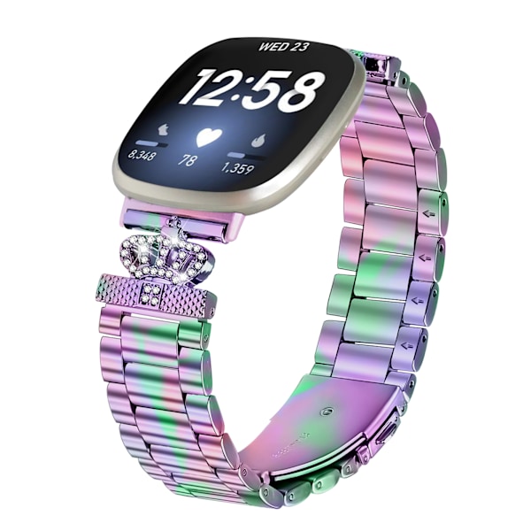 Kimalteleva kolmen helmen kruunu ranneke Fitbit Versa 3/4/Sense 2:lle