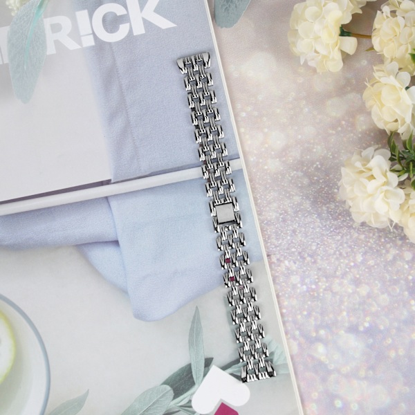 Klockarmband i rostfritt stål med diamanter och fem pärlor Silver