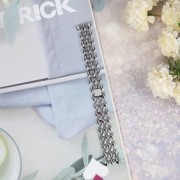 Urrem i rustfrit stål med diamanter og fem led Silver Silver