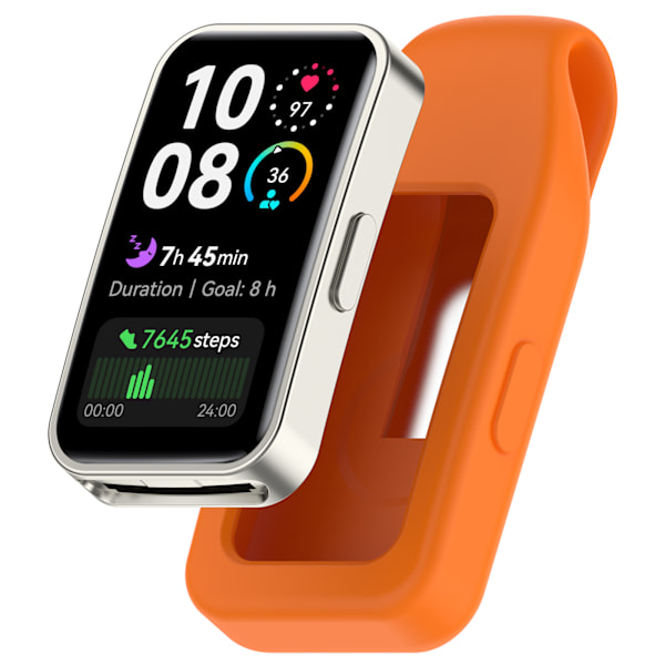 Stålklämma för Huawei Band 10/9/8 - Silikon Orange