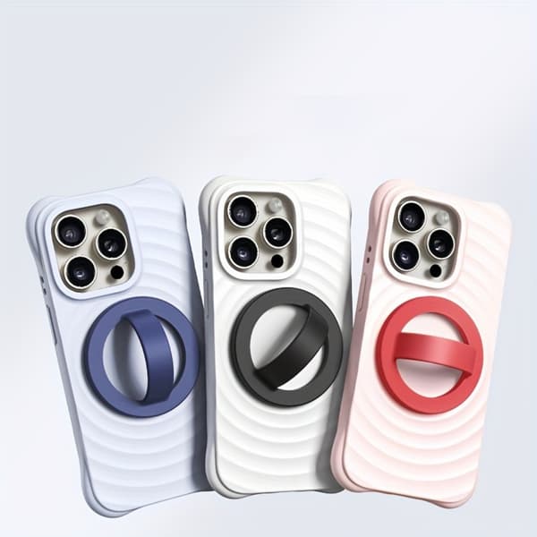 Magnetisk telefonringholder i silikone med sikkert greb, standfunktion og medfølgende magnetisk ring White White
