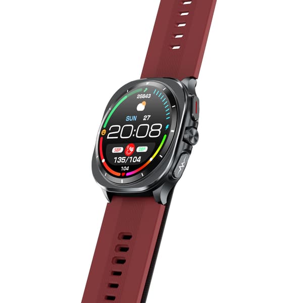 Smartklocka EKG och blodtrycksmätning 1.43 inch AMOLED för vardag och träning Bluetooth-samtal NFC 5–10 dagars batteritid Red Red