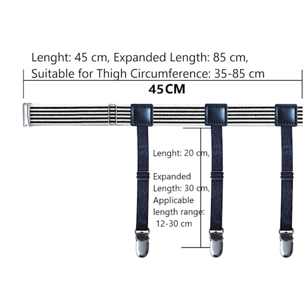 Skjorteholder Nylon 1 par Sort/Hvid