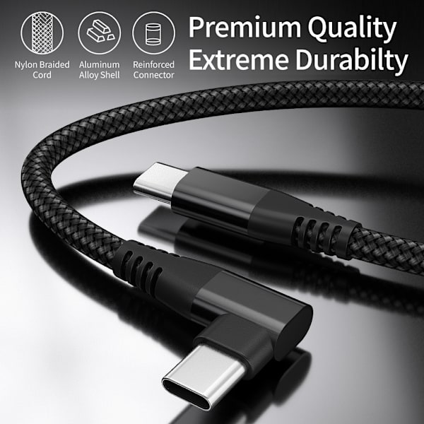 INF USB-C-laturi kulmaliittimellä 60 W pikalataus Musta 2 m