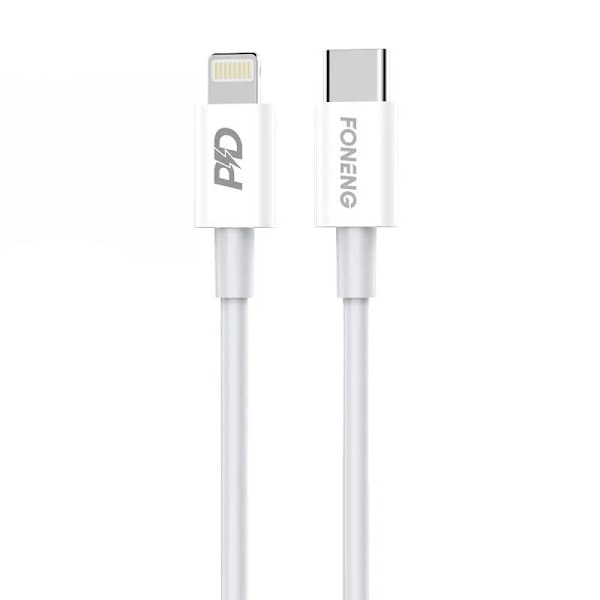 USB-C-kaapeli Lighting Foneng X31:lle, 20W 1m (valkoinen)