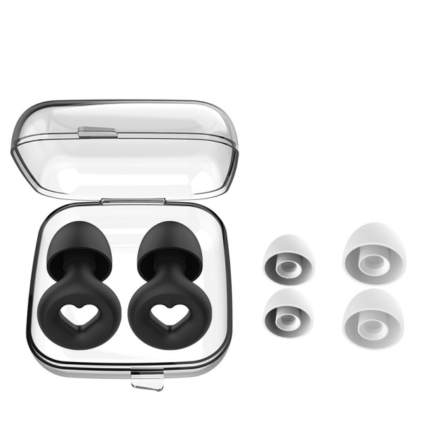 Brusreducerande öronproppar med hjärtformat handtag 1 par Svart Svart