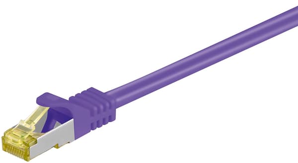 RJ45 patchkabel S/FTP (PiMF), 500 MHz, med CAT 7 råkabel, violett, 5 m