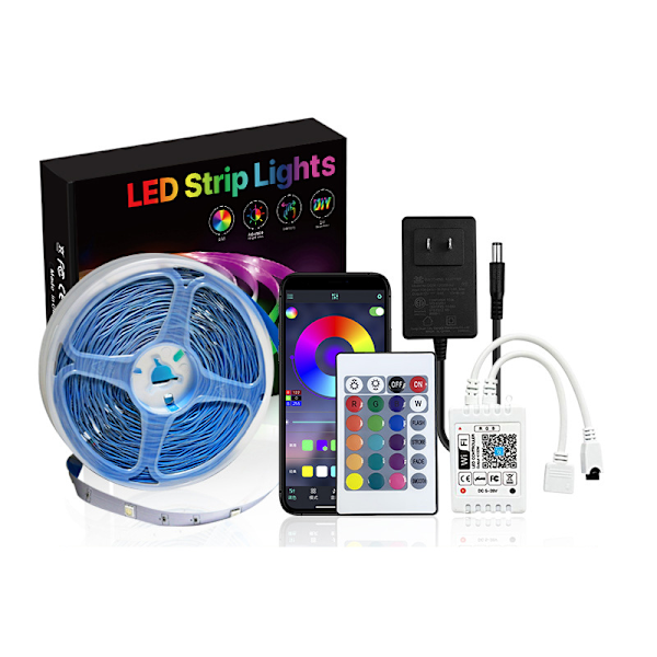 24-Key WiFi Smart LED Strip Light Kit med röststyrning - 20M 360 lysdioder