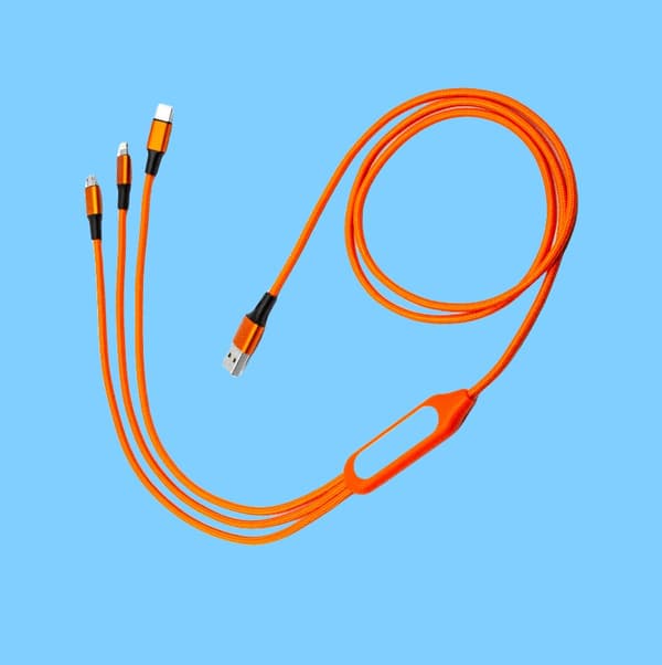 5-in-1 LED-yövalolla varustettu punottu latauskaapeli – USB/OTG/Type-C/iOS/Android Orange Orange