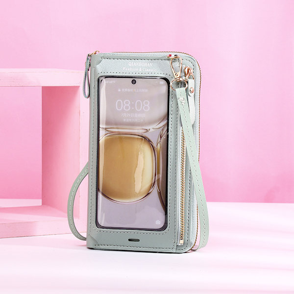 Telefonväska i PU-läder med pekskärm Crossbody-plånbok Grön