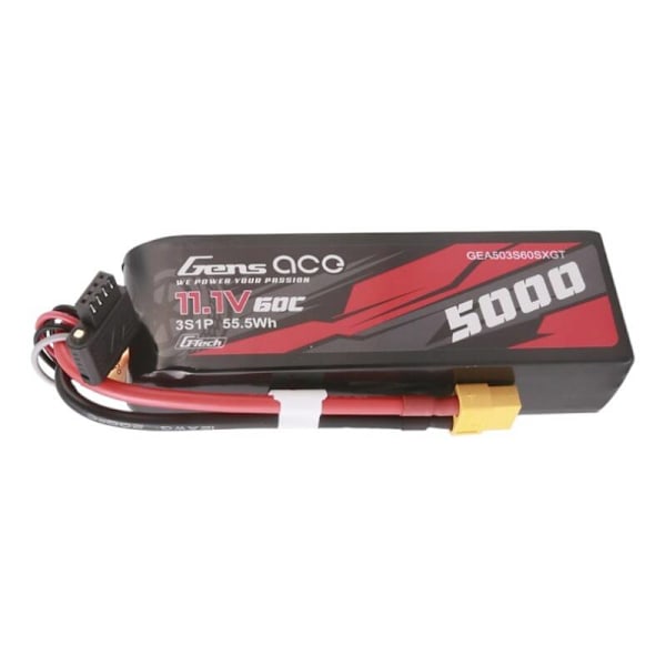 Gens ace G-Tech 5000mAh 11,1V 60C 3S1P Short-Size Lipo med XT60-kontakt