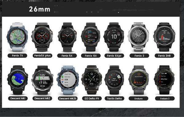 Nylon elastisk urrem til Garmin Descent MK3i Black 26mm Black 26mm