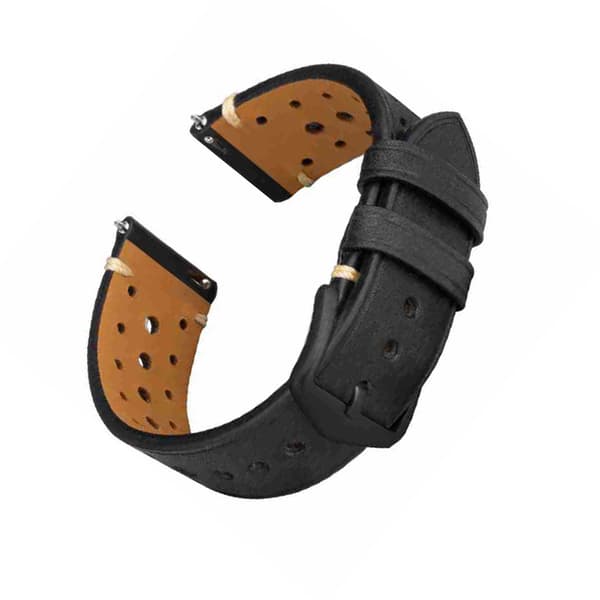 Sort frostet læderurrem til Huawei Tissot 24 mm 24 mm