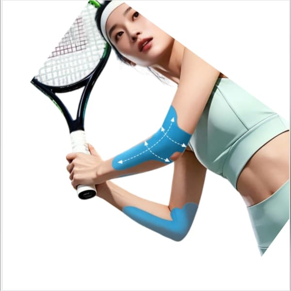Kinesiologitejp för armbåge, 10 förklippta delar i elastiskt bomullstyg för tennis och badminton Blue Blue