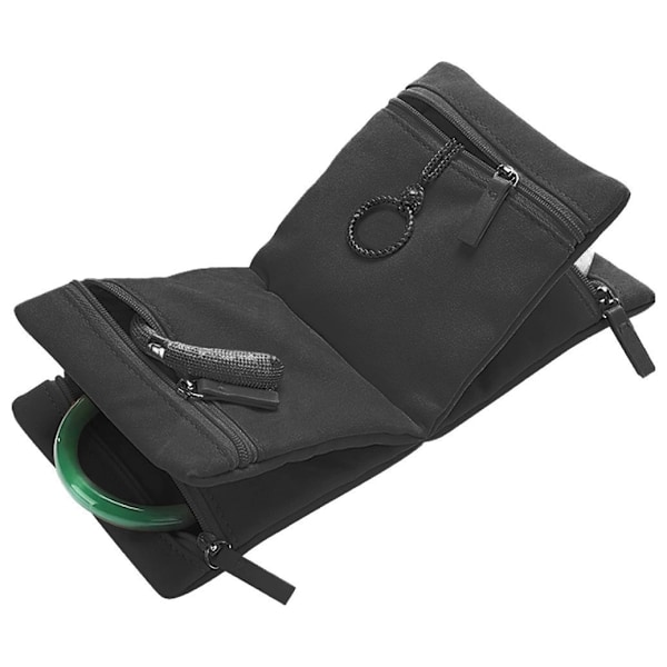 Elegant Velvet Smyckesförvaringspåse med Dragkedja - Svart, Kompakt Design