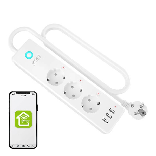 Gosund P1 PLUS smart WiFi strømskinne (4x AC schuko, 3x USB-A) Tuya